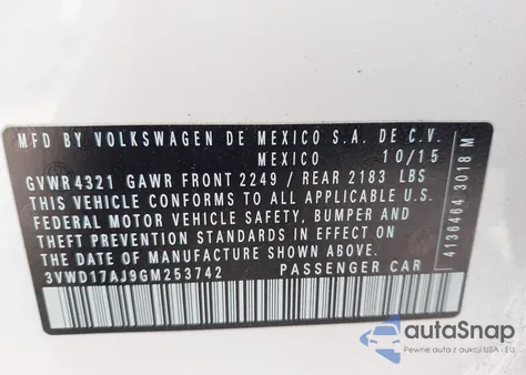 2016 Volkswagen Jetta 1.8T Sport from USA, damaged, VIN 3VWD17AJ9GM253742